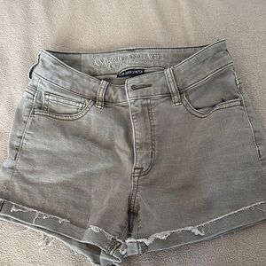 American Eagle Outfitters Gray Jean Shorts Mid-Rise Cuffed